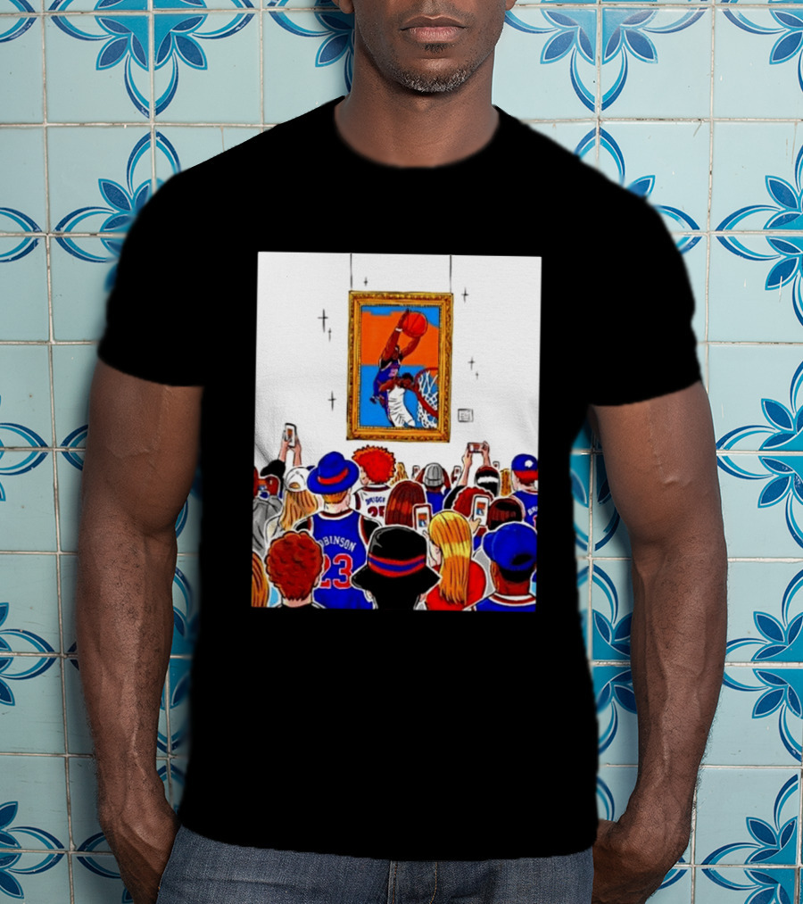 Mitchell Robinson New York Knicks Dunk Over Joel Embiid Crowd T-Shirt