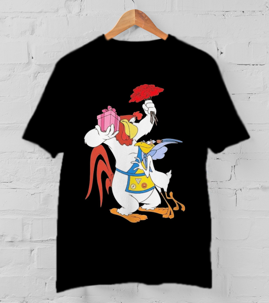 Foghorn Leghorn Miss Prissy Holding Roses And Gift Valentine Looney Tunes T-Shirt