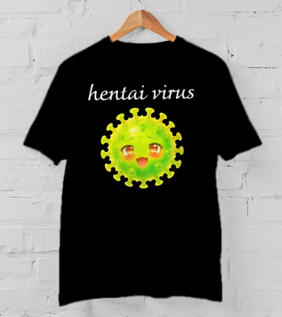 Hentai Virus Kawaii Face Cute Green Cartoon Meme T-Shirt