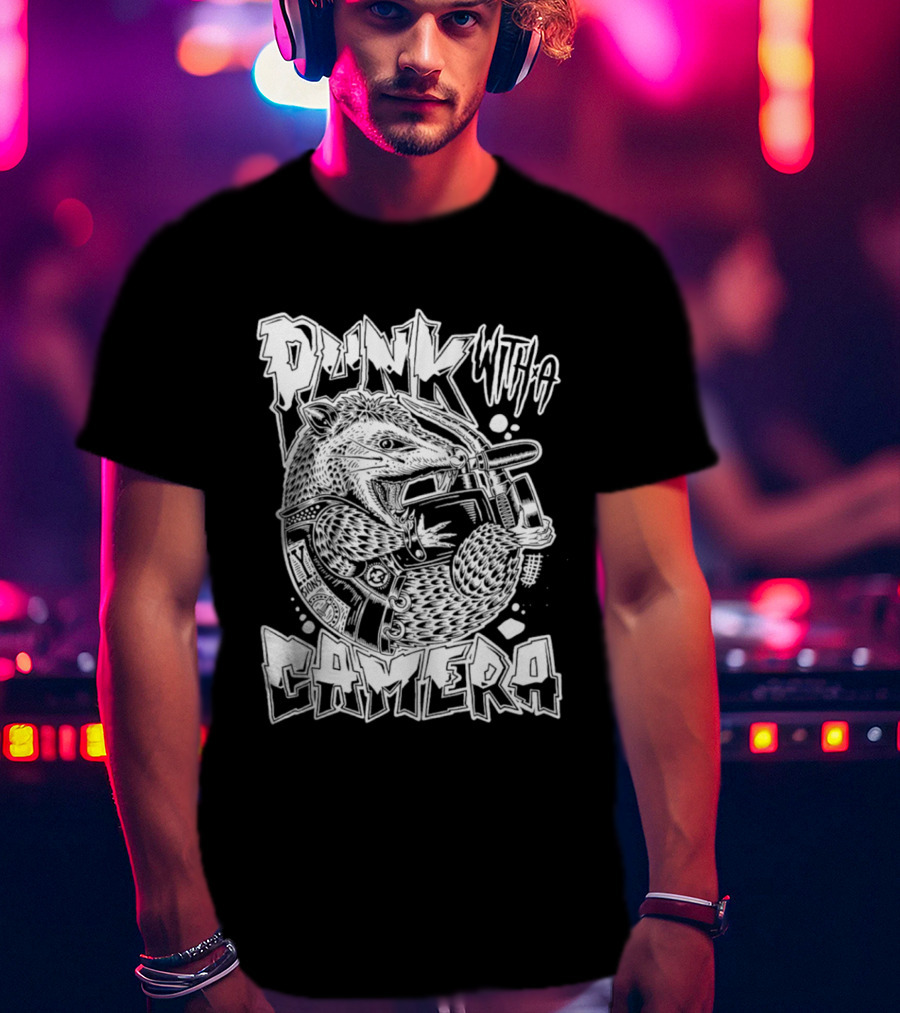 Punk With A Camera Punk Rock Possum T-Shirt
