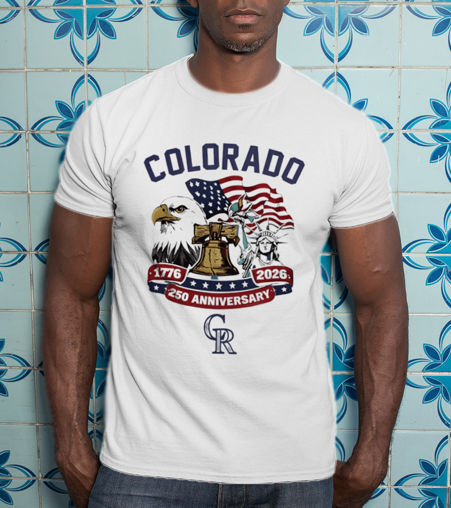 Colorado Rockies 250th Anniversary Eagle Liberty Bell Statue Of Liberty 1776 2026 T-Shirt