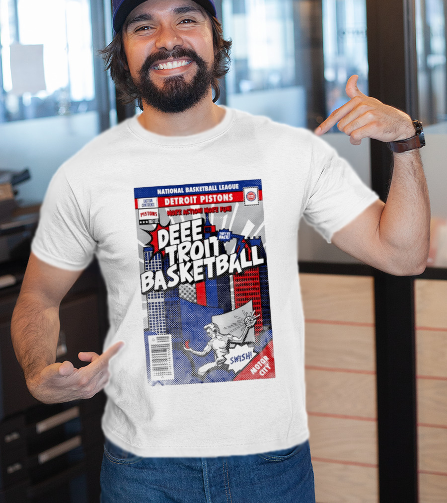 National Basketball League Detroit Pistons Deee Troit Basketball Motor City Comic Cover T-Shirt