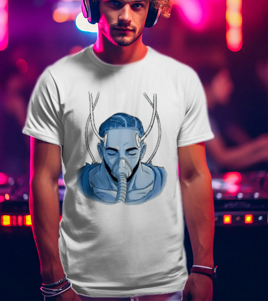 Reaven Leggenda Futuristic Masked Figure With Antlers T-Shirt