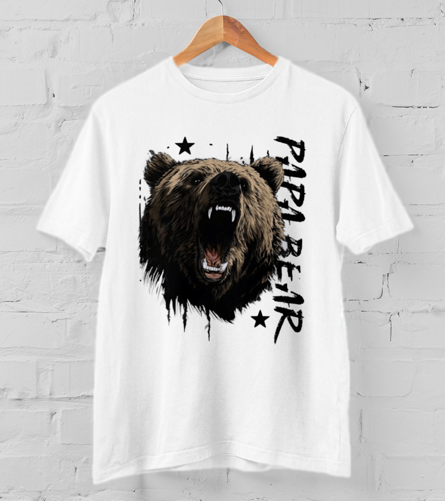 Roaring Grizzly Bear Papa Bear Fierce Wildlife Expression T-Shirt