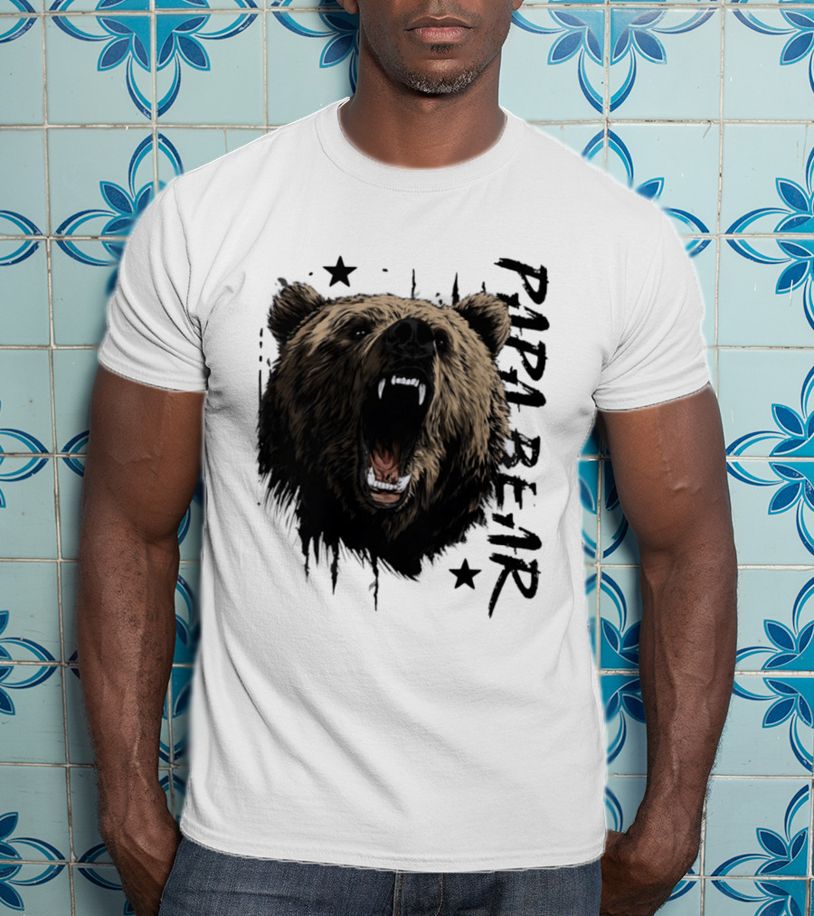Roaring Grizzly Bear Papa Bear Fierce Wildlife Expression T-Shirt