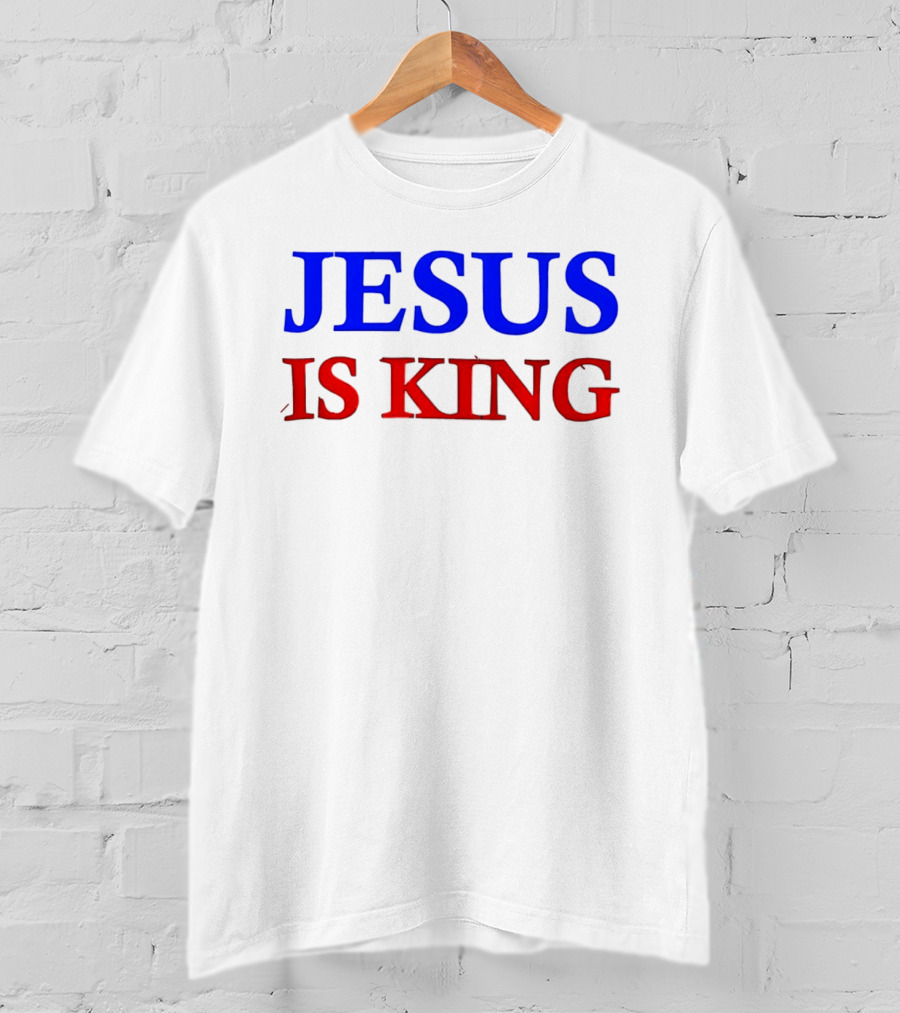 Russell Wilson Jesus Is King Bold Text Blue Red Christian T-Shirt