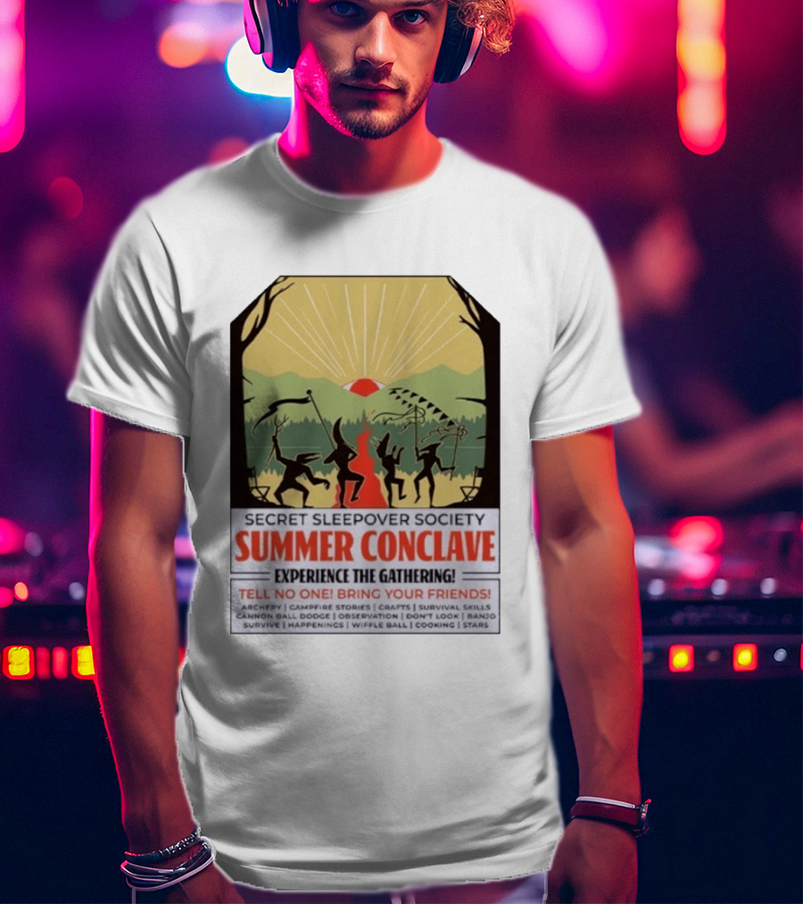 Secret Sleepover Society Summer Conclave Experience The Gathering Archery Campfire Stories Crafts Survival Skills T-Shirt