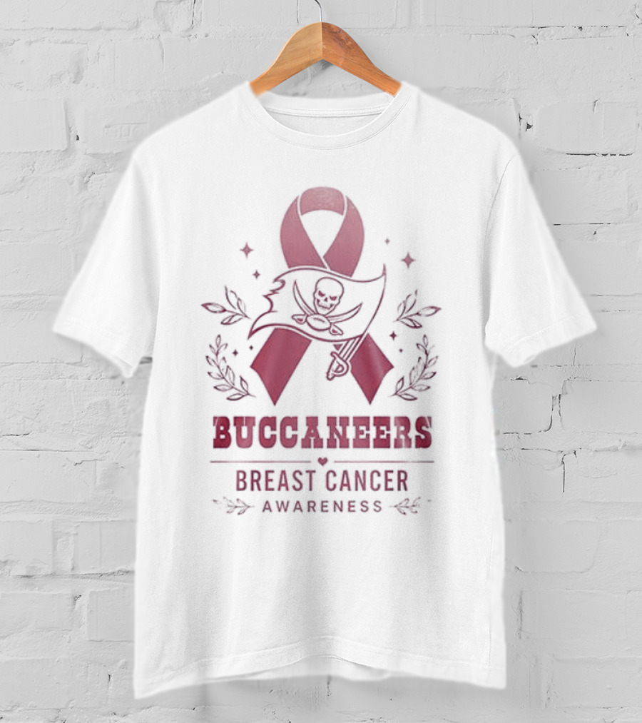 Tampa Bay Buccaneers Breast Cancer Awareness Ribbon Support T-Shirt