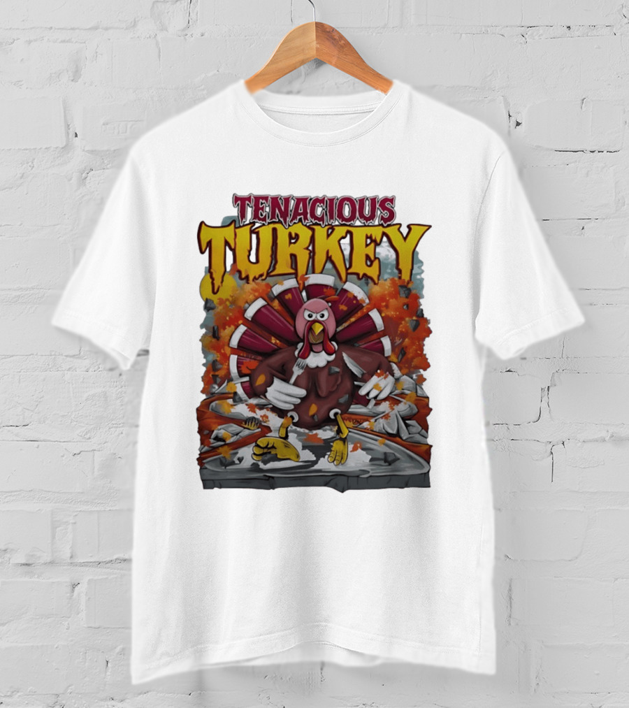 Tenacious Turkey Thanksgiving Cartoon Explosion T-Shirt