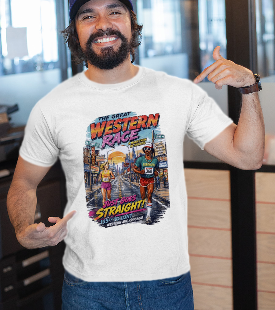 The Great Western Race Marathon Chicago 135th To Lunt Western Ave T-Shirt