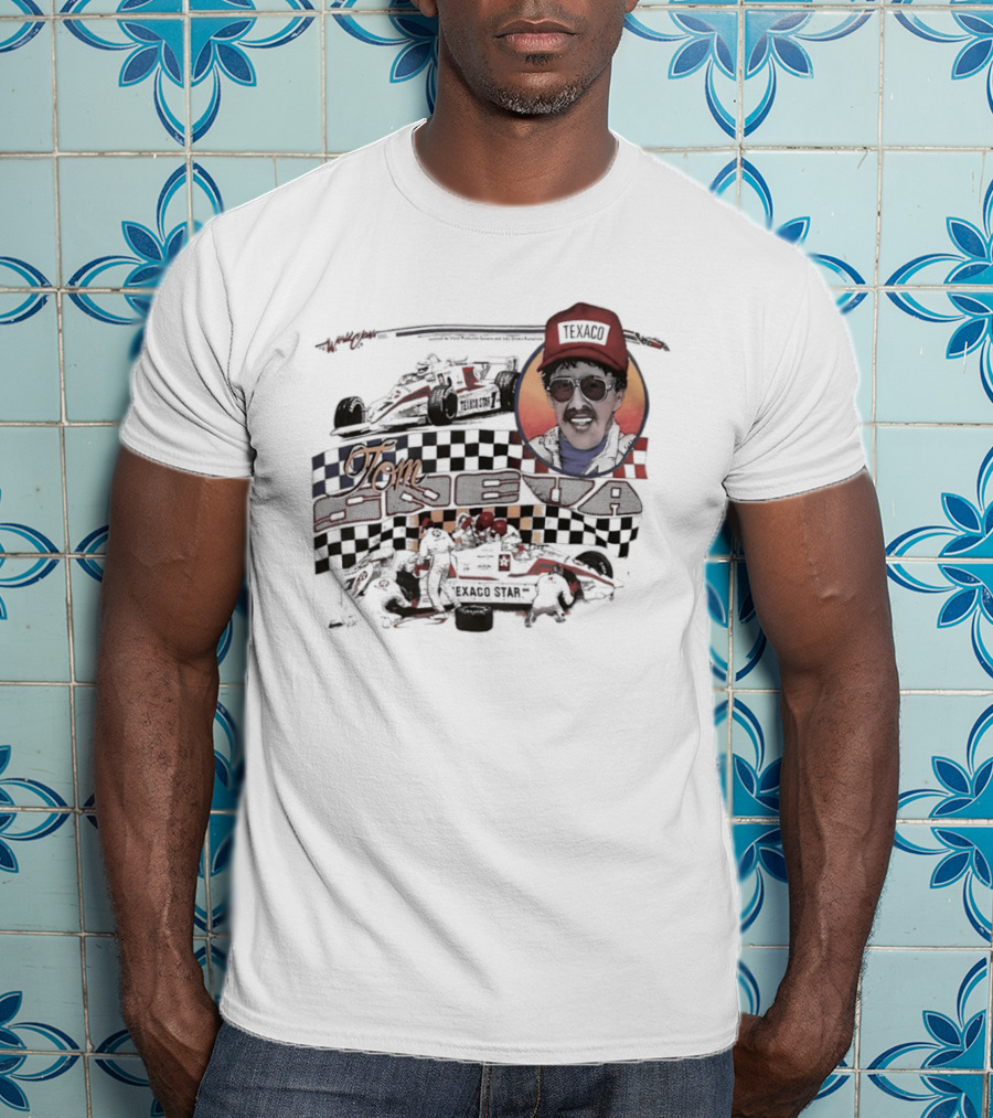 Tom Sneva Texaco Racing Checkered Flags And Car T-Shirt