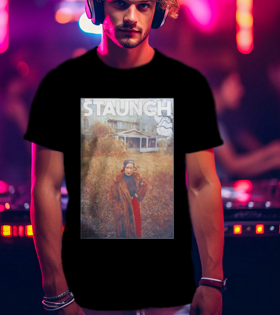 STAUNCH Vintage Fur Coat Homestead Scene T-Shirt