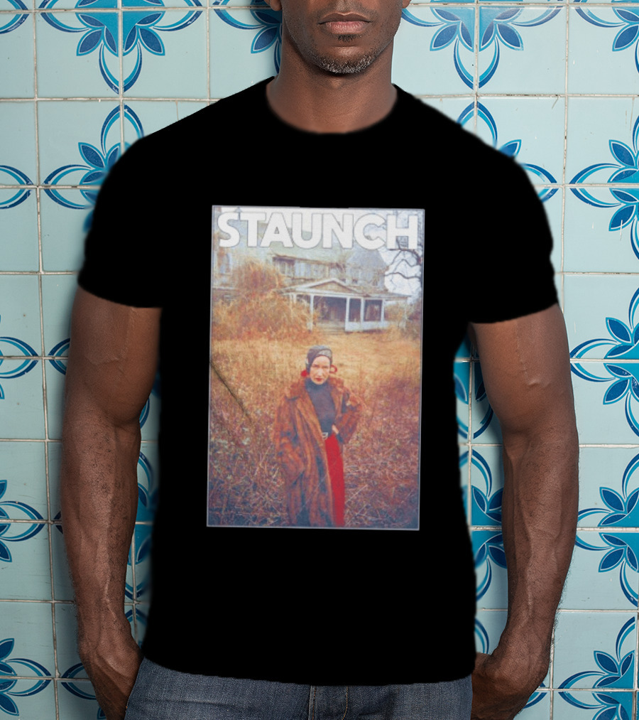 STAUNCH Vintage Fur Coat Homestead Scene T-Shirt