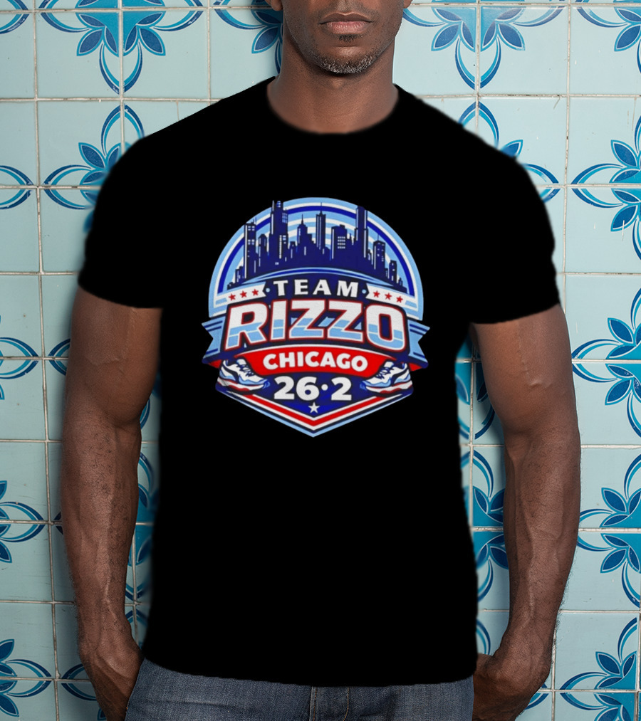 Team Rizzo Chicago Marathon 26.2 Skyline Sneakers Stars T-Shirt
