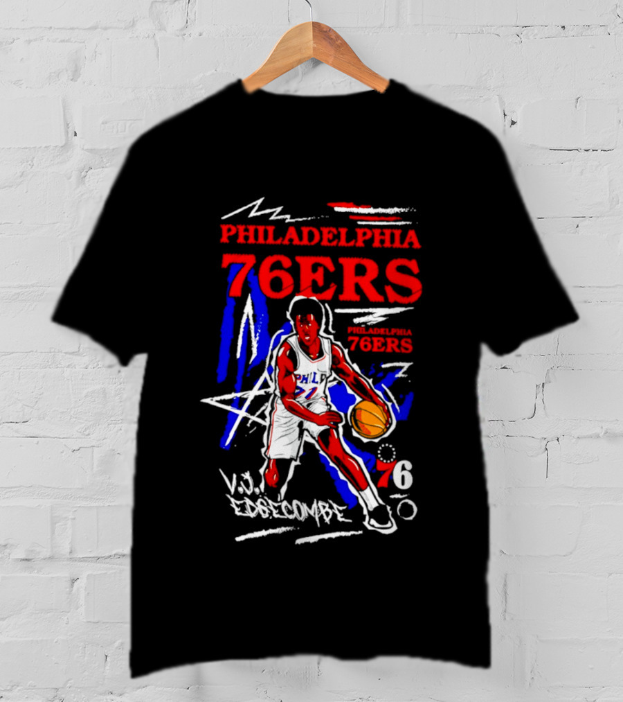 Philadelphia 76ers VJ Edgecombe Chalked Up Player Name Number 6 T-Shirt