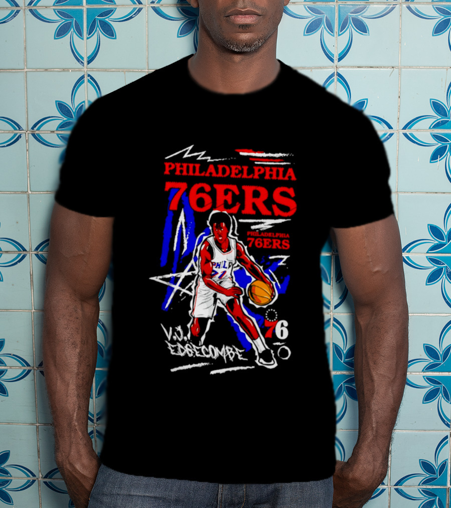 Philadelphia 76ers VJ Edgecombe Chalked Up Player Name Number 6 T-Shirt