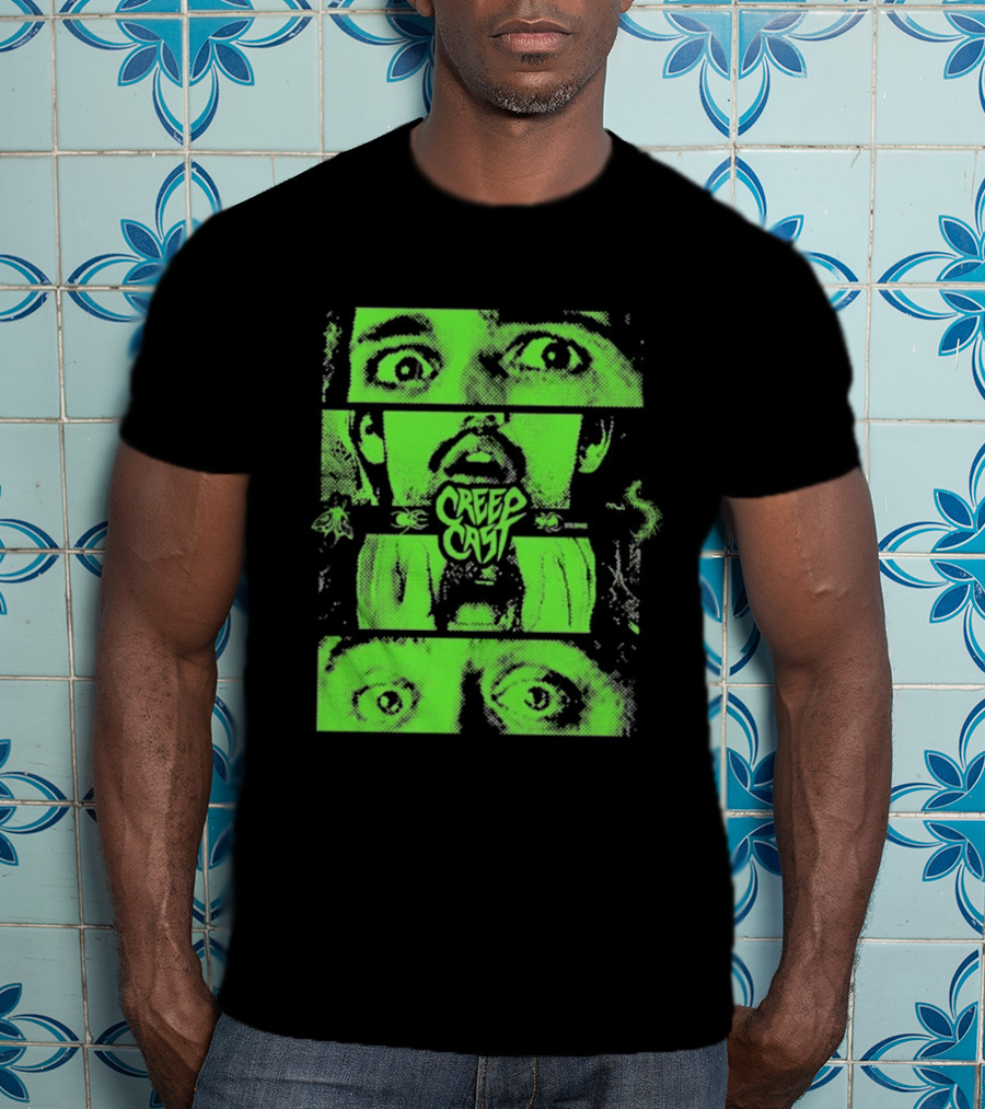 CreepCast Horror Retro Comic Green Face T-Shirt