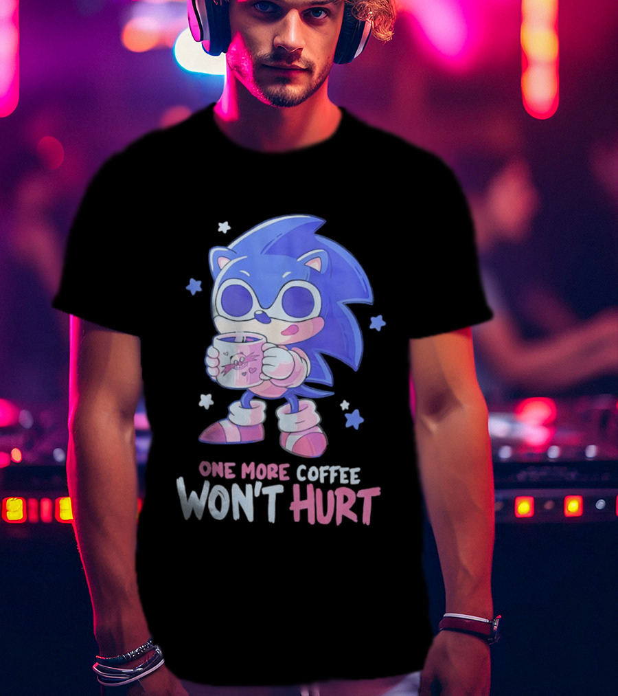 Sonic Hedgehog One More Coffee Won't Hurt Cartoon T-Shirt