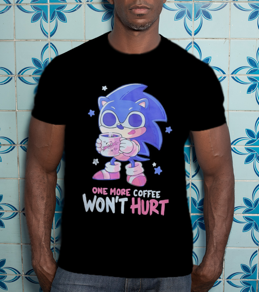 Sonic Hedgehog One More Coffee Won't Hurt Cartoon T-Shirt