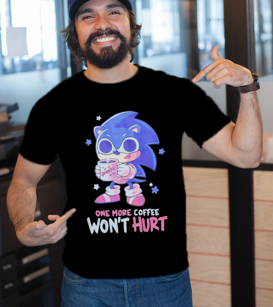 Sonic Hedgehog One More Coffee Won't Hurt Cartoon T-Shirt