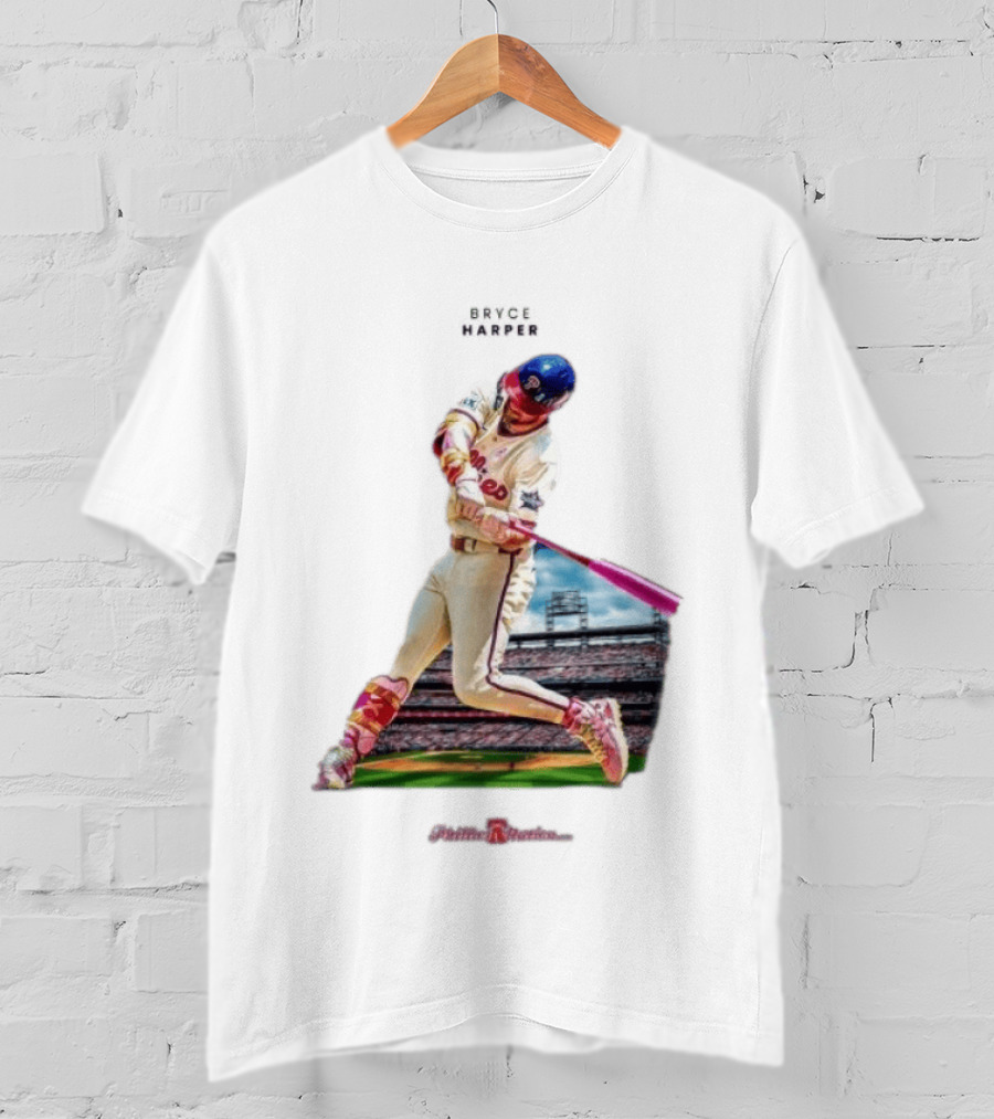 Bryce Harper Philadelphia Phillies Baseball Action Stadium Scene T-Shirt