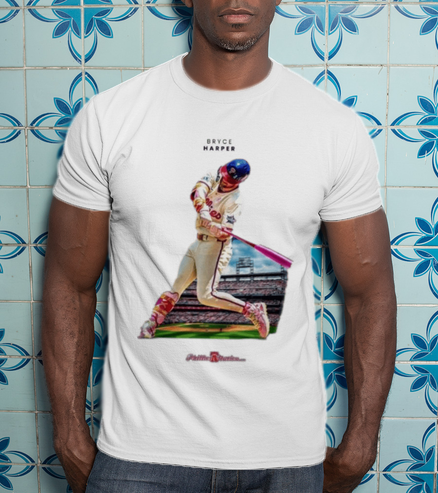 Bryce Harper Philadelphia Phillies Baseball Action Stadium Scene T-Shirt