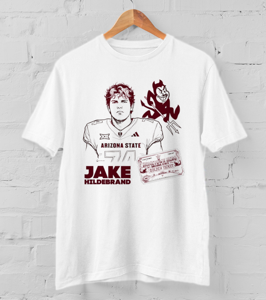 Jake Hildebrand Arizona State Sun Devils Football 74 Hometown Hero Golden Ticket T-Shirt