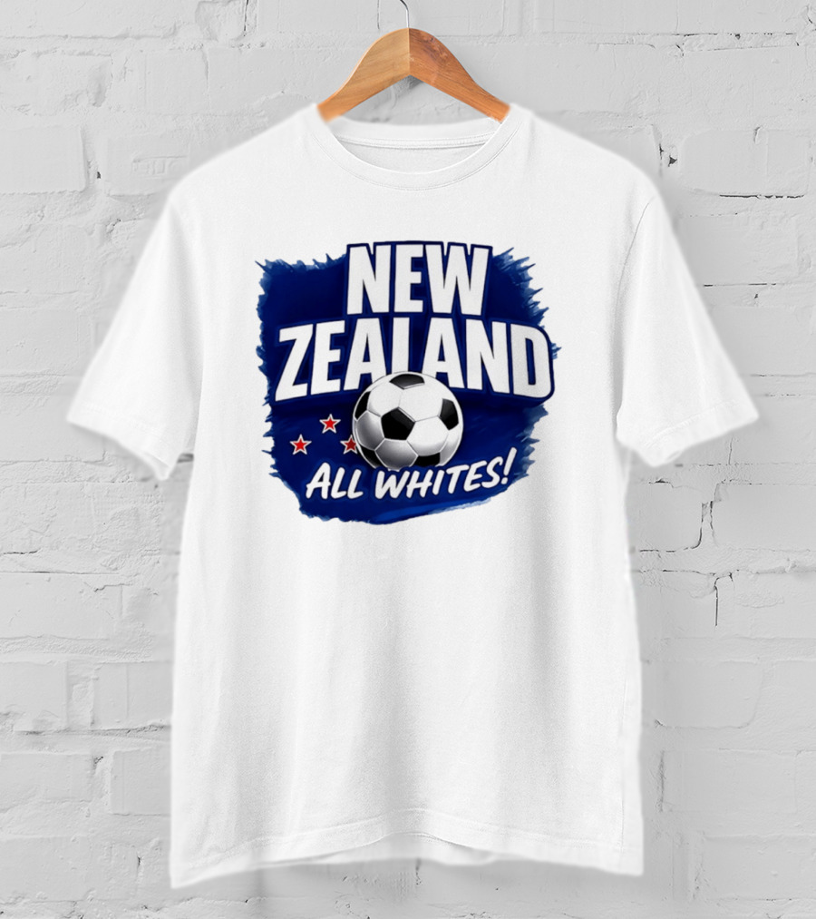New Zealand All Whites Soccer Team Stars And Ball T-Shirt