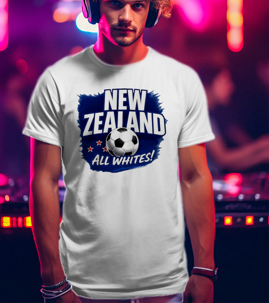 New Zealand All Whites Soccer Team Stars And Ball T-Shirt