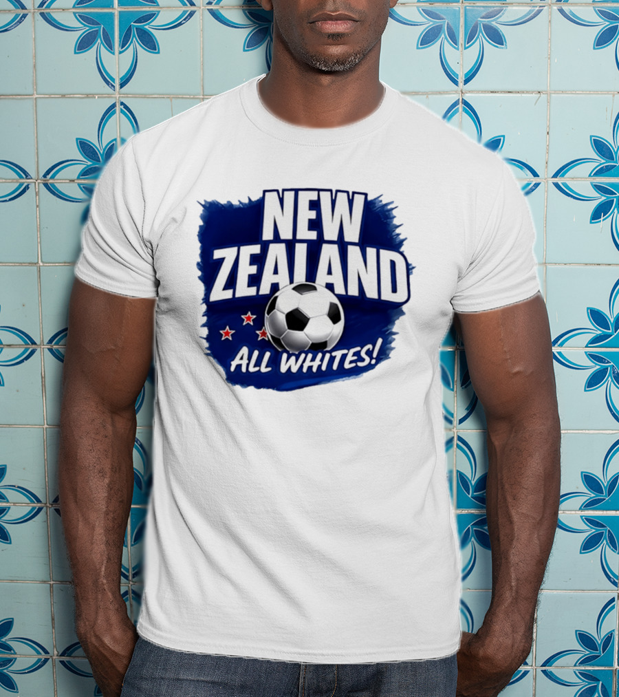 New Zealand All Whites Soccer Team Stars And Ball T-Shirt