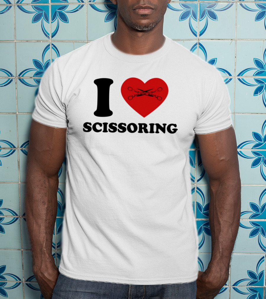 I Love Scissoring Heart With Crossed Scissors T-Shirt