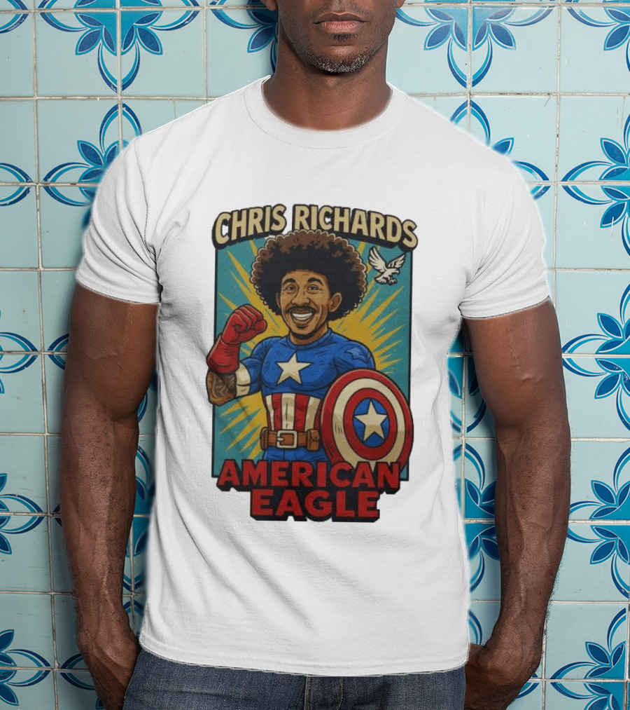 Chris Richards American Eagle Captain Star Shield Superhero T-Shirt