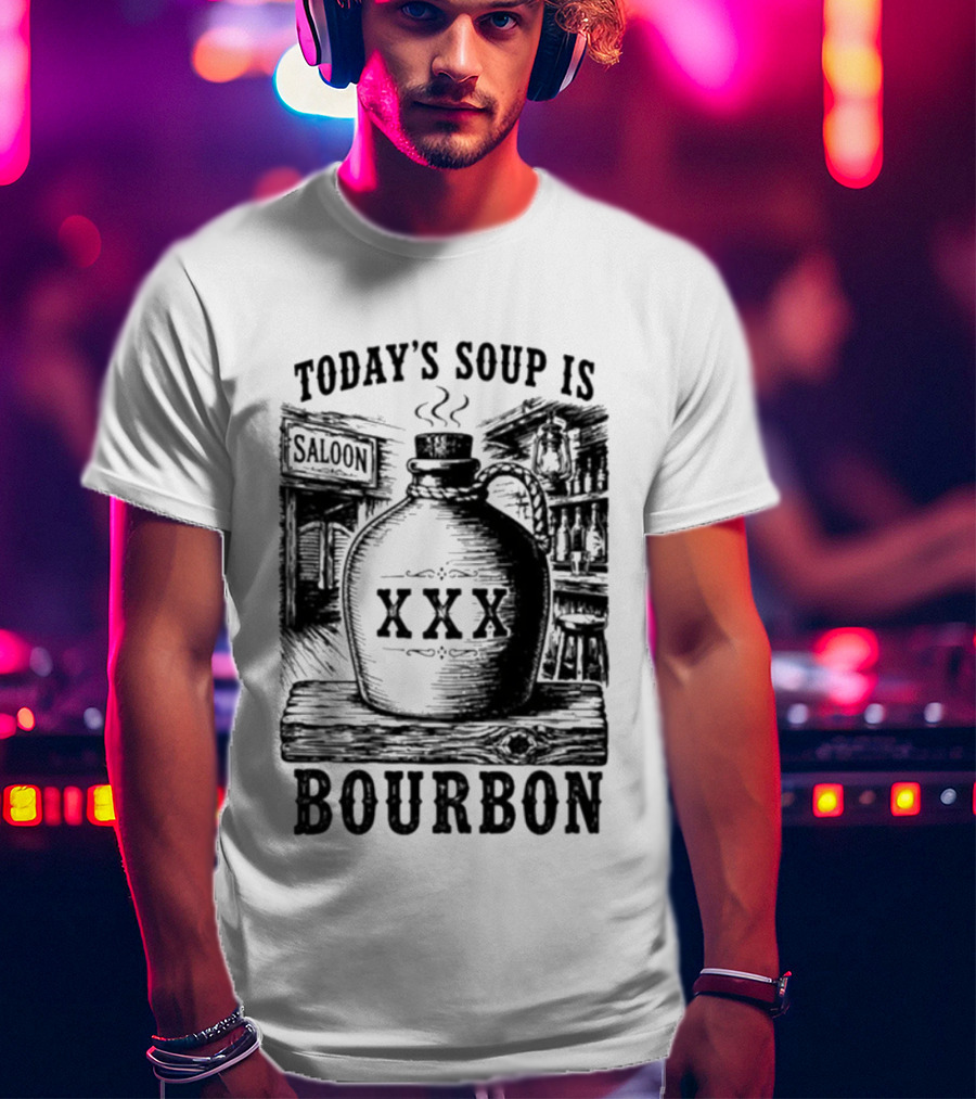 Today's Soup Is Saloon XXX Bourbon Vintage Western Barrel T-Shirt