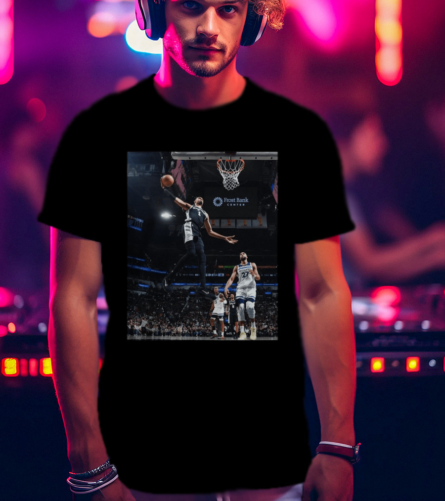 Victor Wembanyama Dunk Spurs Vs Timberwolves Frost Bank Center T-Shirt