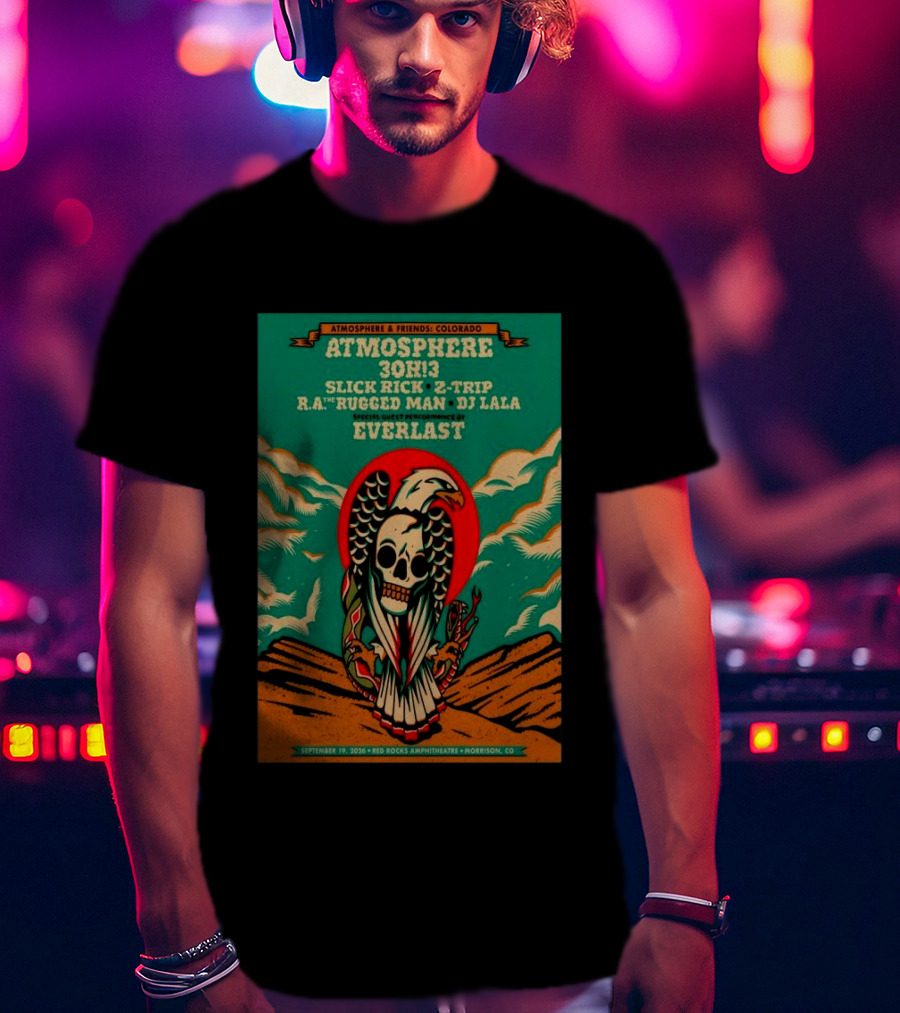 Atmosphere Friends Colorado 2026 Red Rocks Amphitheatre Morrison Concert Slick Rick Everlast 30h13 T-Shirt