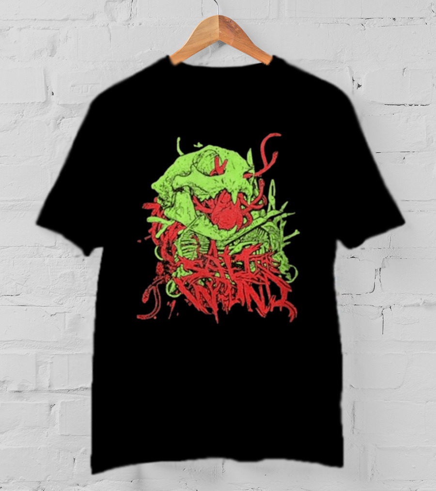 Boot And Annoy Skull Acid Green Red T-Shirt