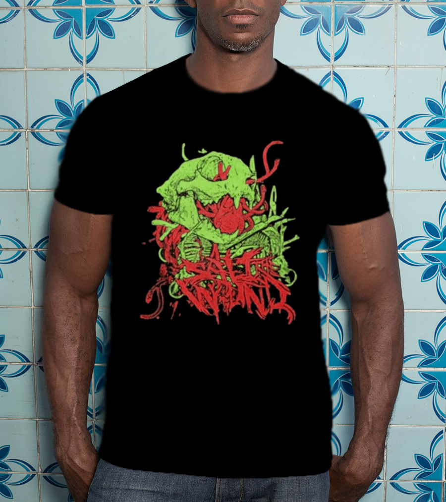 Boot And Annoy Skull Acid Green Red T-Shirt