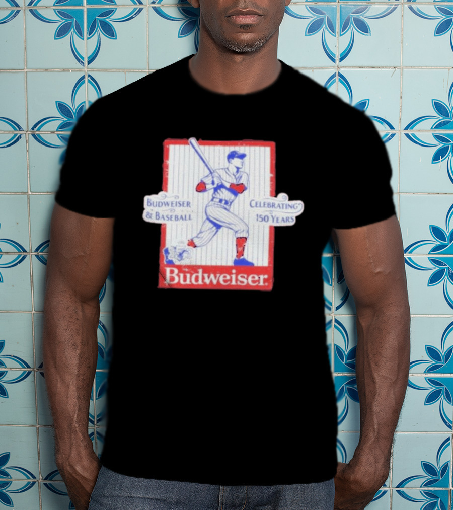 Budweiser Baseball Celebrating 150 Years Vintage Iconic Batter T-Shirt