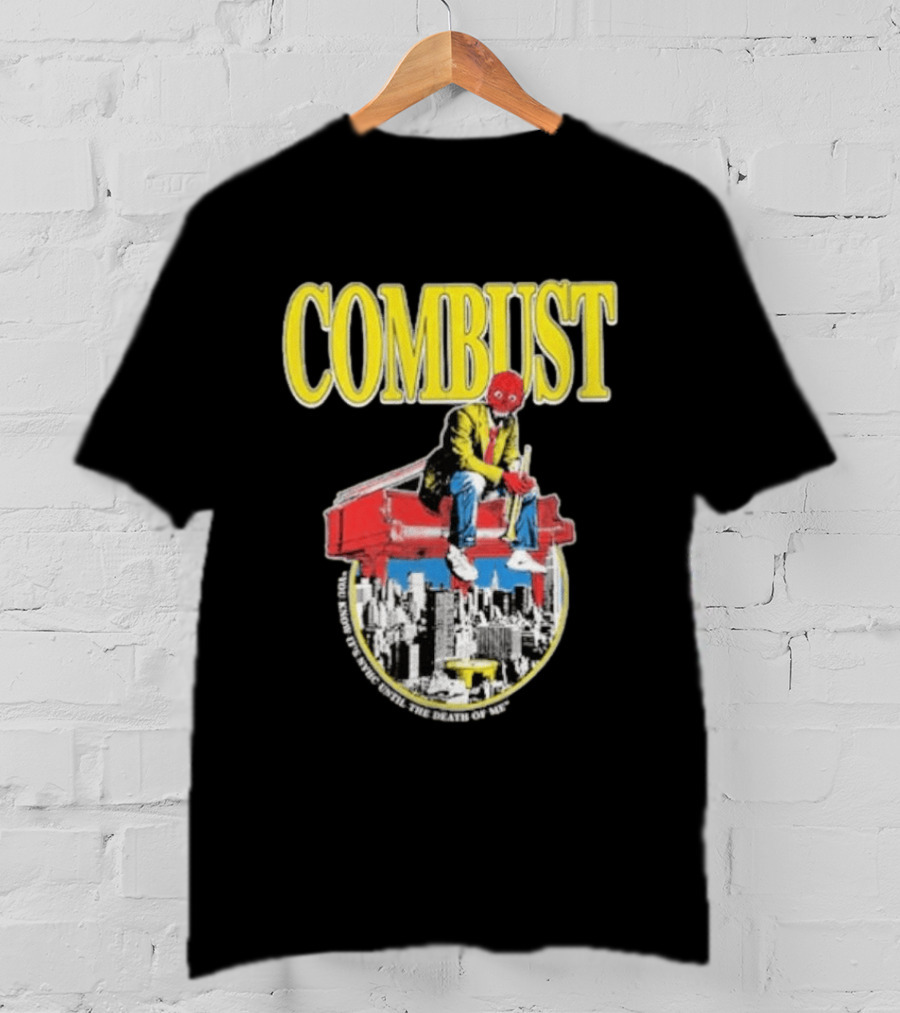 Combust Brooklyn Music Hall Of Williamsburg May 15 2026 Iconic Cityscape And Surreal Red Face T-Shirt