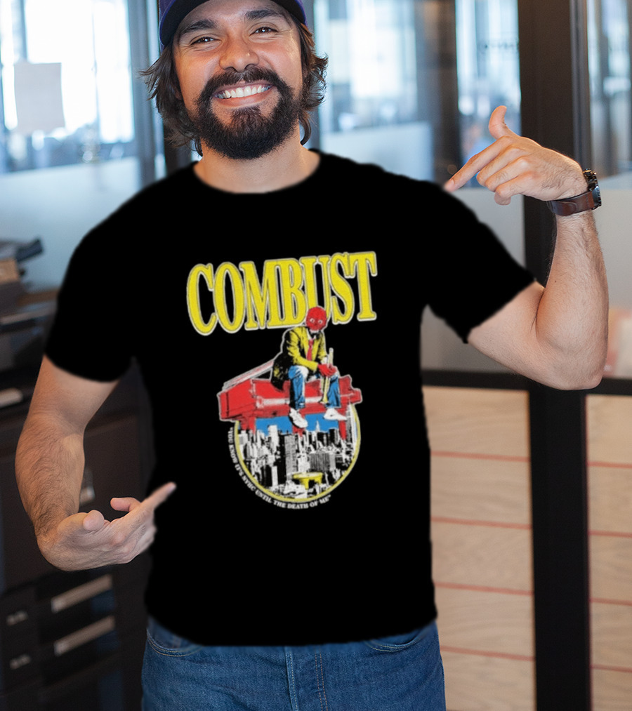 Combust Brooklyn Music Hall Of Williamsburg May 15 2026 Iconic Cityscape And Surreal Red Face T-Shirt