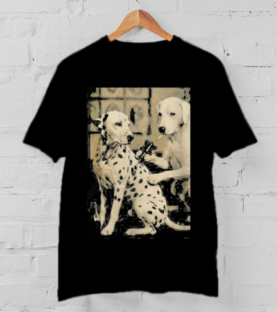 Dalmatian Dog Tattoo Artist Black And White Humor T-Shirt