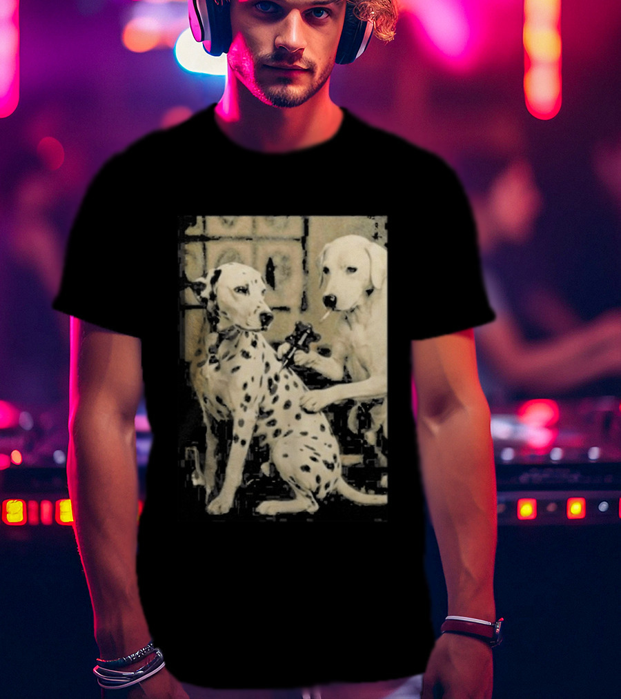Dalmatian Dog Tattoo Artist Black And White Humor T-Shirt