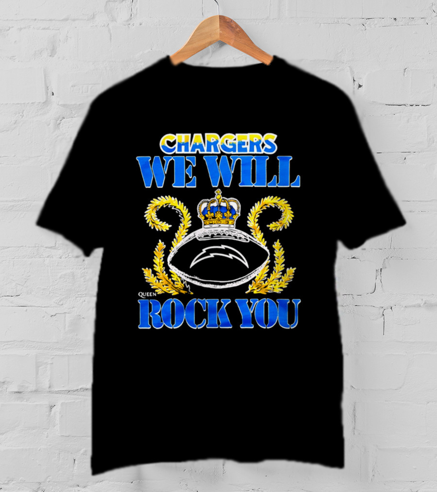 Chargers We Will Rock You Queen 2026 Football Crown Laurel T-Shirt