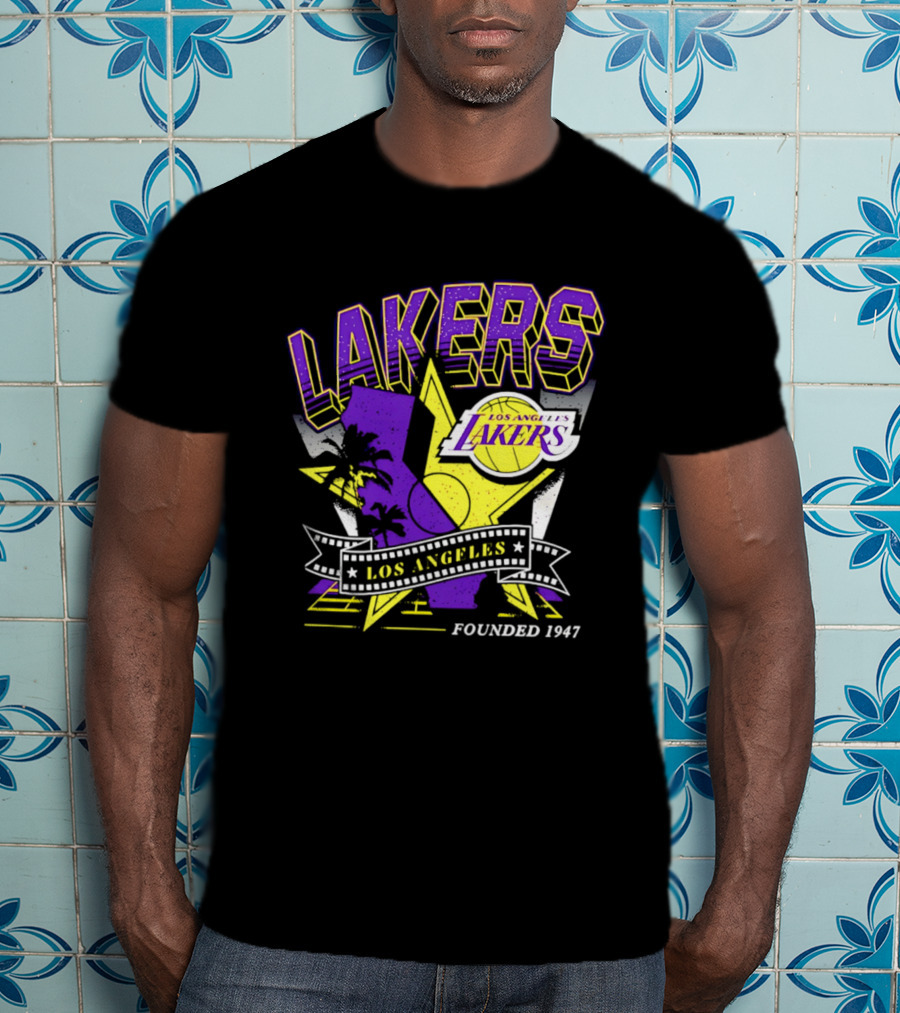 Los Angeles Lakers Founded 1947 NBA Team California Map T-Shirt