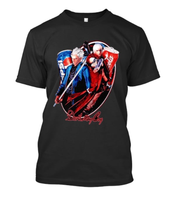 Devil May Cry Dante Vergil Pepsi Coca Cola Drink Battle T-Shirt