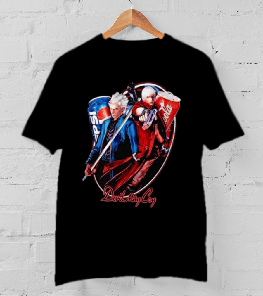Devil May Cry Dante Vergil Pepsi Coca Cola Drink Battle T-Shirt