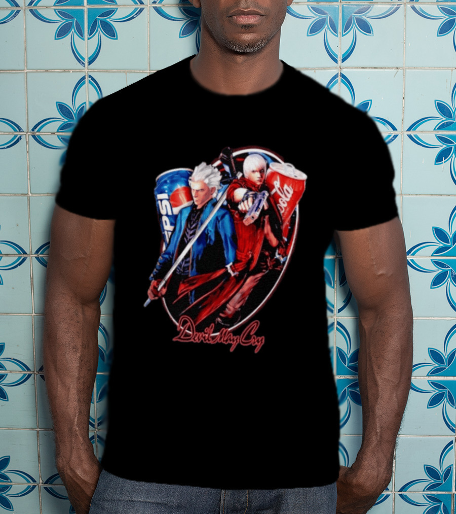 Devil May Cry Dante Vergil Pepsi Coca Cola Drink Battle T-Shirt