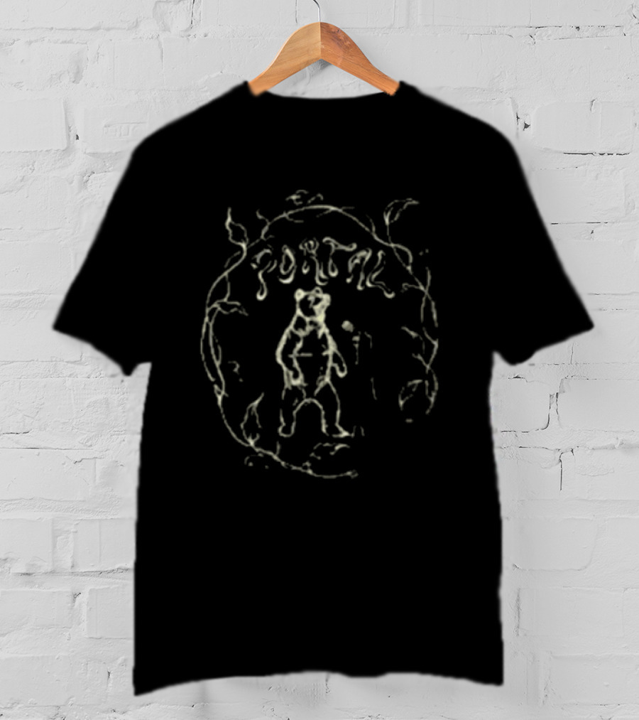 Mae Martin Bear Portal Tour Earthy Circle Bear Walking With Leaves T-Shirt