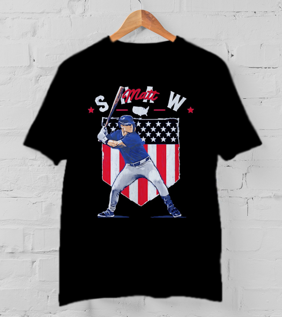 Matt Shaw Stars Stripes Chicago Cubs Baseball T-Shirt