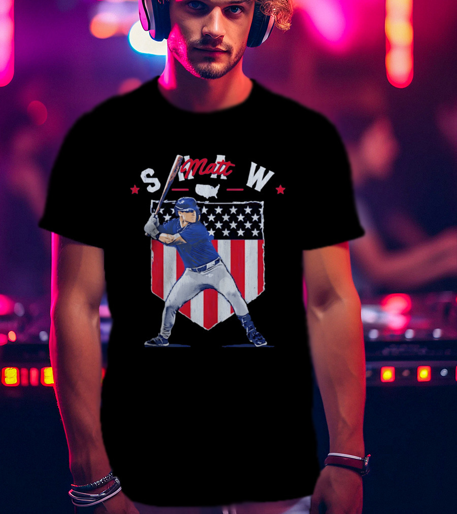 Matt Shaw Stars Stripes Chicago Cubs Baseball T-Shirt
